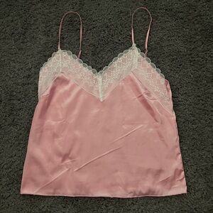 Pink silk/lace pajama top